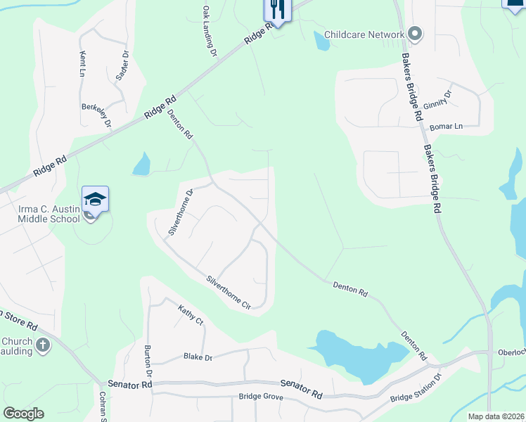 map of restaurants, bars, coffee shops, grocery stores, and more near 48 Collins Lane in Douglasville