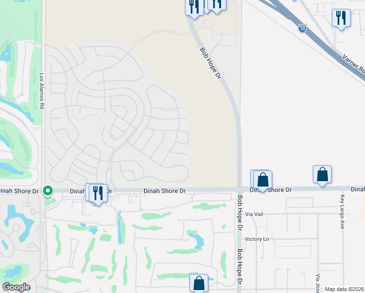 map of restaurants, bars, coffee shops, grocery stores, and more near 52 Grenache in Rancho Mirage