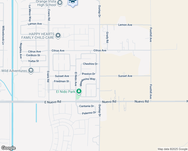map of restaurants, bars, coffee shops, grocery stores, and more near 1567 Preston Drive in Perris