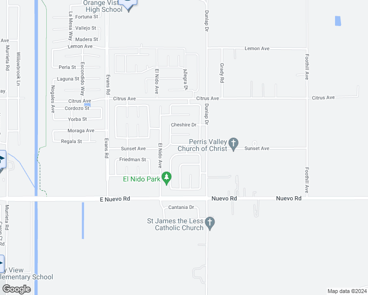 map of restaurants, bars, coffee shops, grocery stores, and more near 1507 Preston Drive in Perris