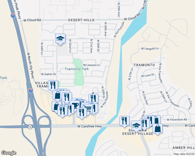 map of restaurants, bars, coffee shops, grocery stores, and more near 3013 West Trapanotto Road in Phoenix