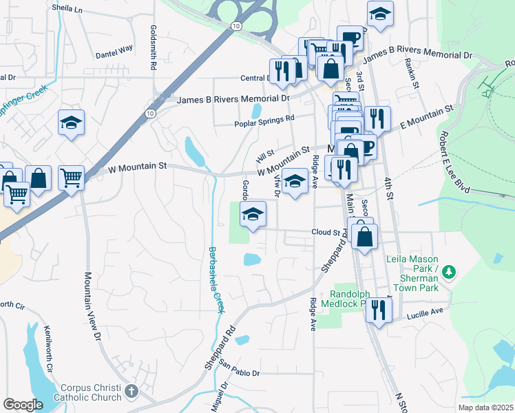 map of restaurants, bars, coffee shops, grocery stores, and more near 5201 Skyline Drive in Stone Mountain