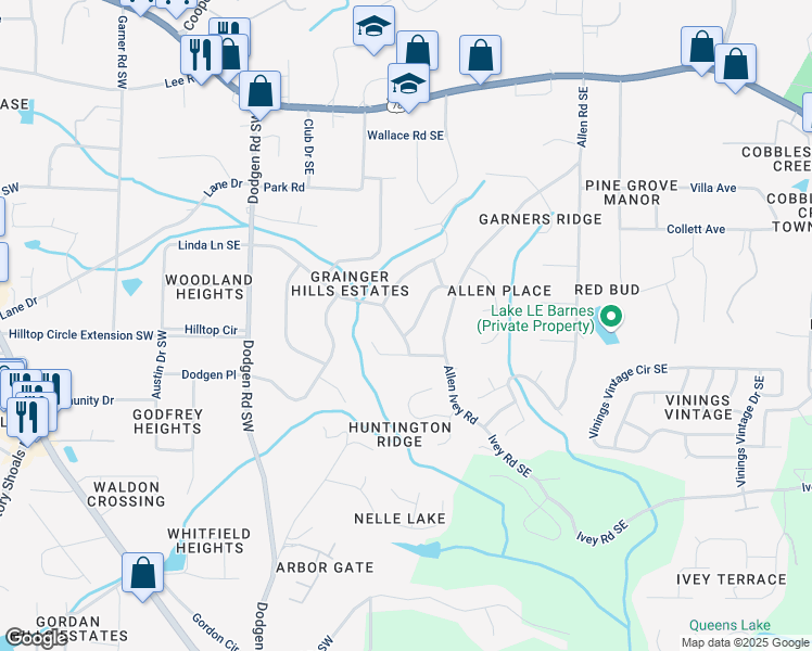 map of restaurants, bars, coffee shops, grocery stores, and more near 6090 Heritage Way Southeast in Mableton