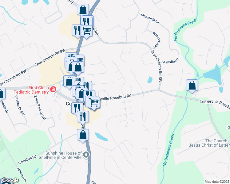 map of restaurants, bars, coffee shops, grocery stores, and more near 3811 Centerville Rosebud Road in Snellville
