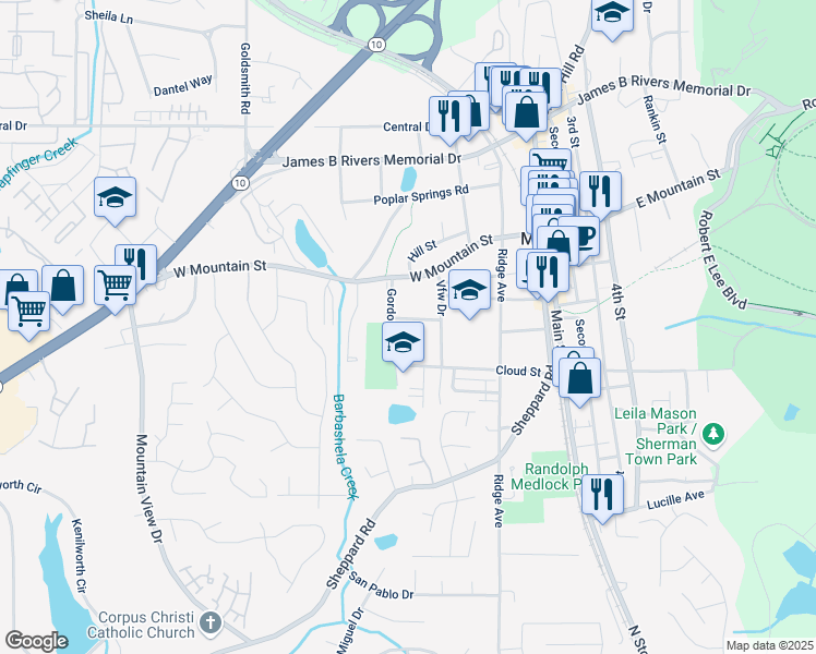 map of restaurants, bars, coffee shops, grocery stores, and more near 5201 Skyline Drive in Stone Mountain