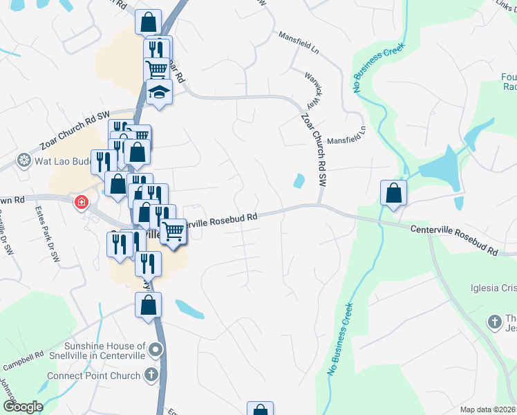 map of restaurants, bars, coffee shops, grocery stores, and more near 3540 Imperial Hill Drive Southwest in Snellville