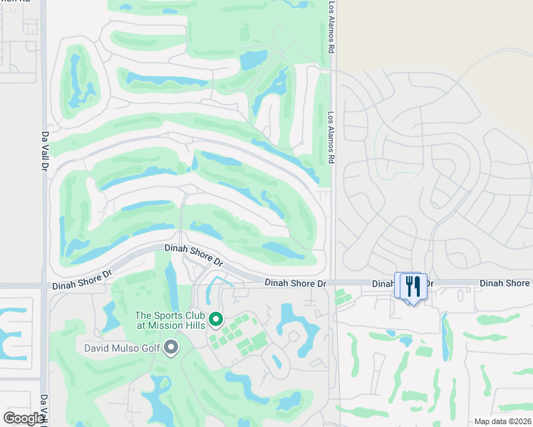 map of restaurants, bars, coffee shops, grocery stores, and more near 136 Royal Saint Georges Way in Rancho Mirage