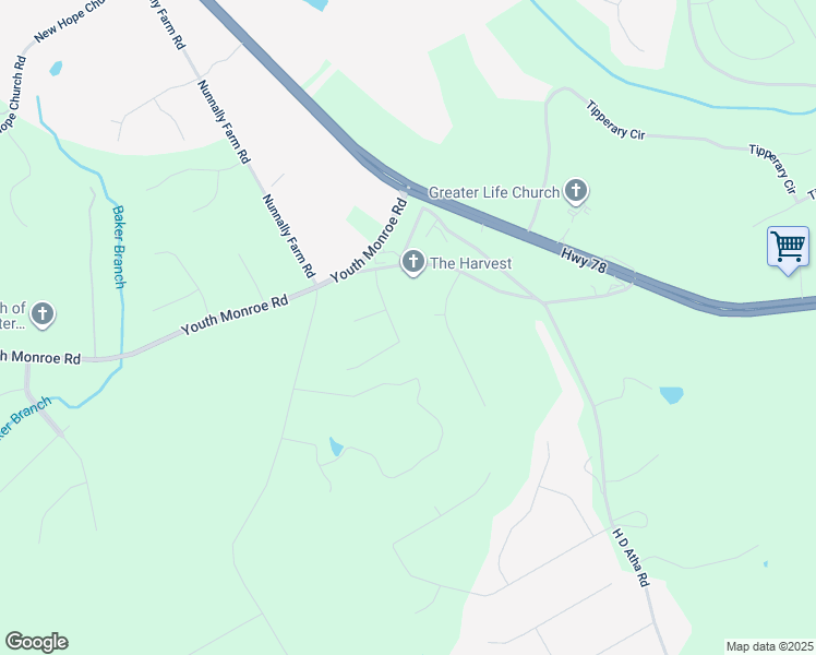map of restaurants, bars, coffee shops, grocery stores, and more near 1520 Middleton Drive in Monroe