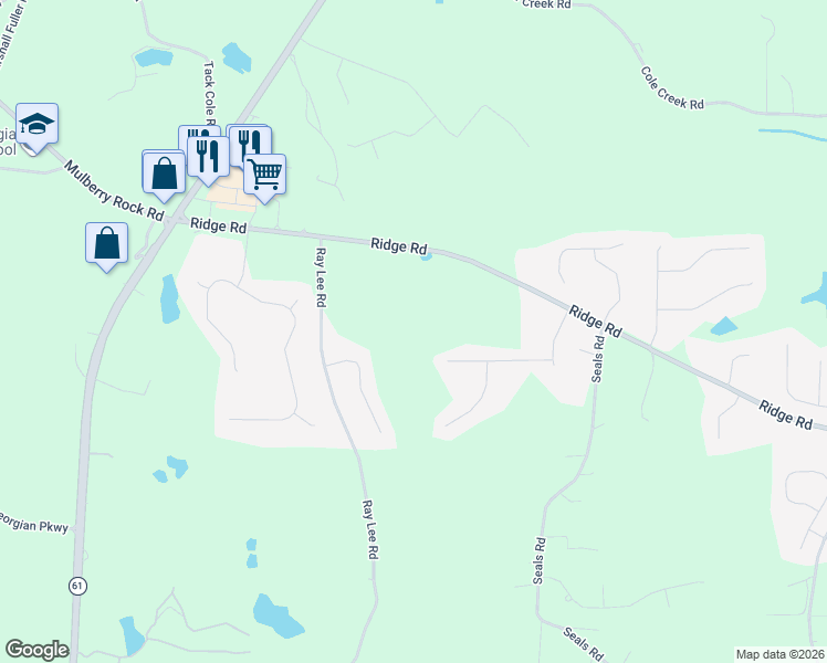 map of restaurants, bars, coffee shops, grocery stores, and more near 582 Ridge Road in Dallas