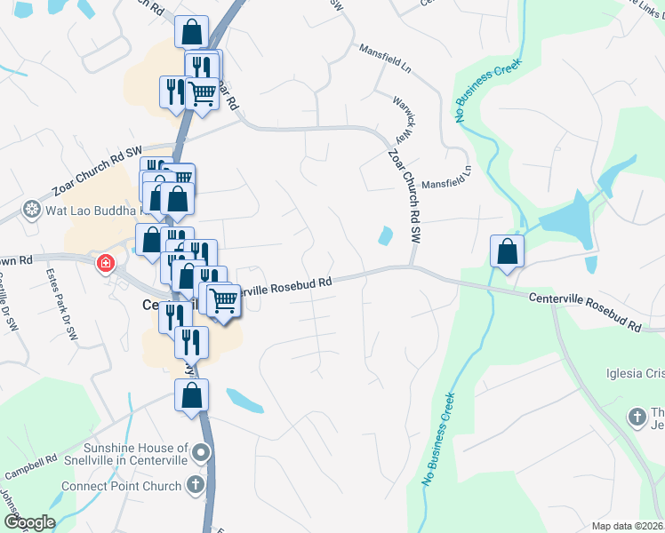 map of restaurants, bars, coffee shops, grocery stores, and more near 3540 Imperial Hill Drive Southwest in Snellville