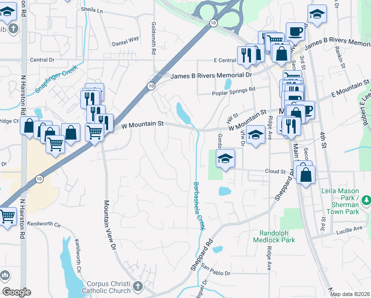 map of restaurants, bars, coffee shops, grocery stores, and more near 935 Pine Roc Drive in Stone Mountain
