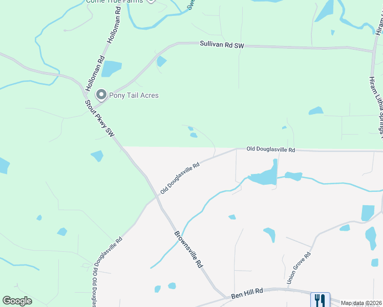 map of restaurants, bars, coffee shops, grocery stores, and more near 4591 Old Douglasville Road in Lithia Springs