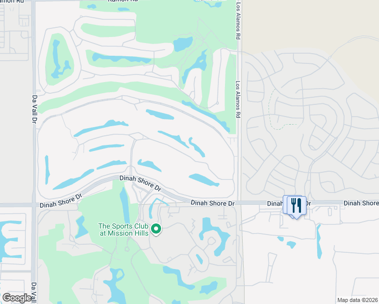 map of restaurants, bars, coffee shops, grocery stores, and more near 134 Royal Saint Georges Way in Rancho Mirage