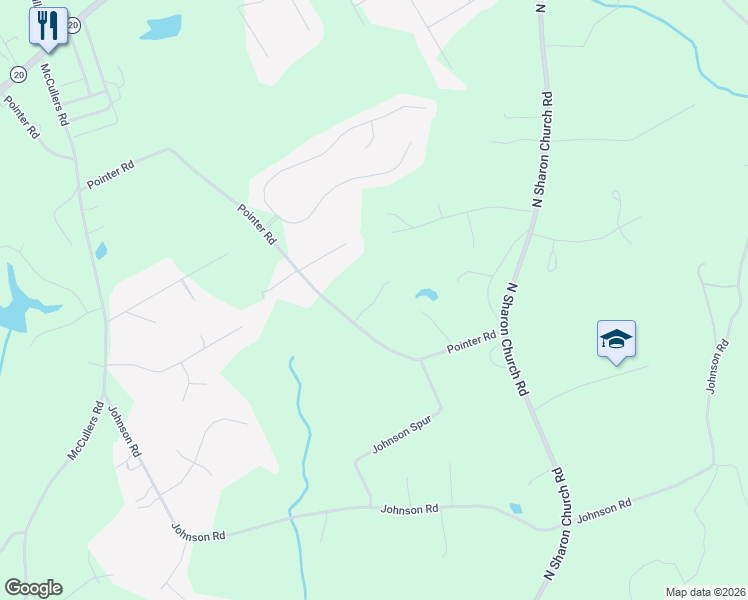 map of restaurants, bars, coffee shops, grocery stores, and more near 3625 Pointer Road in Loganville