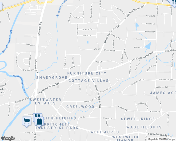 map of restaurants, bars, coffee shops, grocery stores, and more near 6121 South Gordon Road Southwest in Austell
