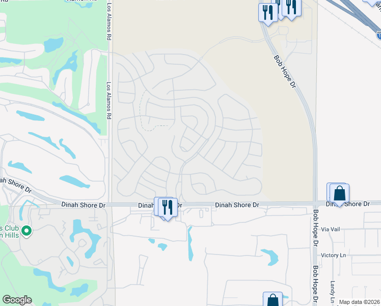 map of restaurants, bars, coffee shops, grocery stores, and more near 100 Claret in Rancho Mirage