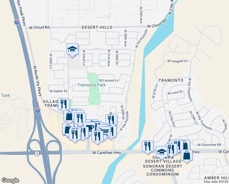map of restaurants, bars, coffee shops, grocery stores, and more near 3013 West Trapanotto Road in Phoenix