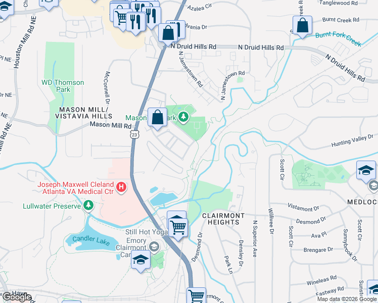 map of restaurants, bars, coffee shops, grocery stores, and more near 967 Manor Parc Drive in Decatur