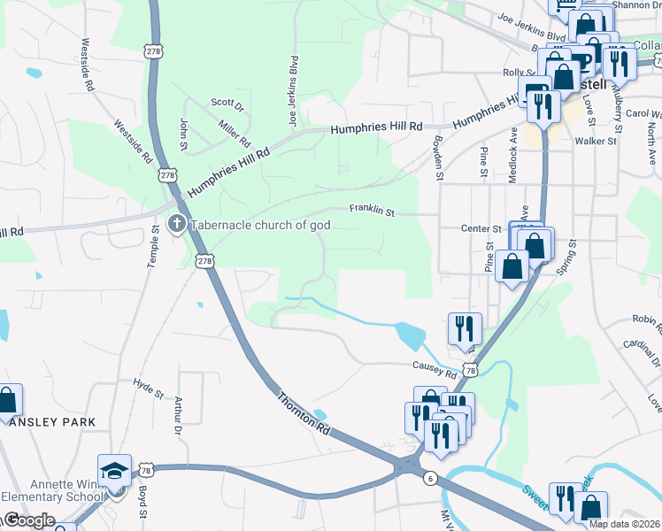 map of restaurants, bars, coffee shops, grocery stores, and more near 2115 Stonebrook Drive in Austell