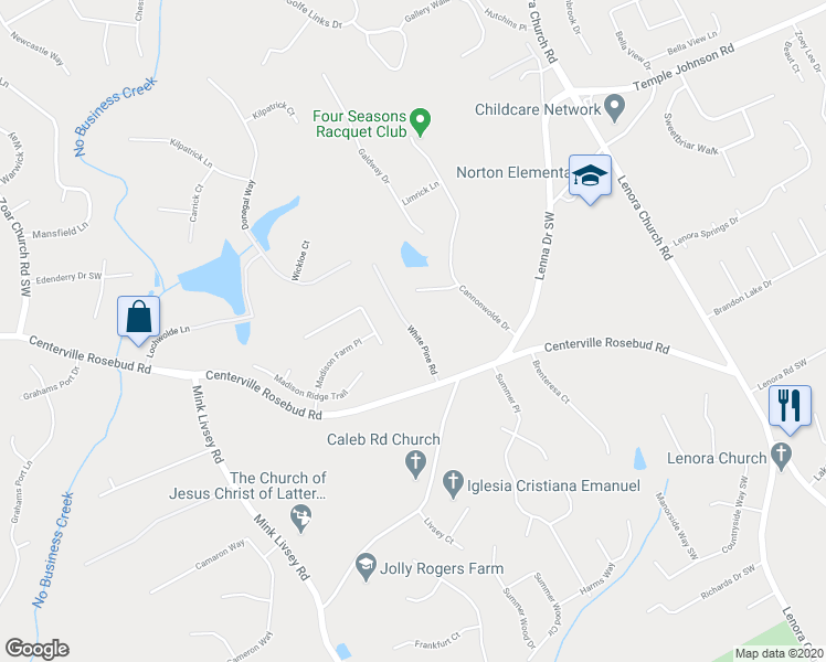 map of restaurants, bars, coffee shops, grocery stores, and more near 3898 White Pine Rd in Snellville