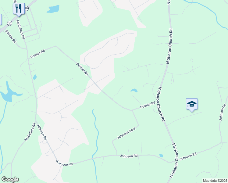 map of restaurants, bars, coffee shops, grocery stores, and more near 3625 Pointer Road in Loganville