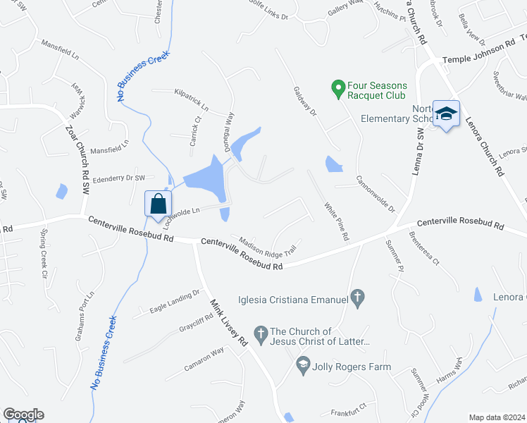 map of restaurants, bars, coffee shops, grocery stores, and more near 3503 Madison Farm Way in Snellville