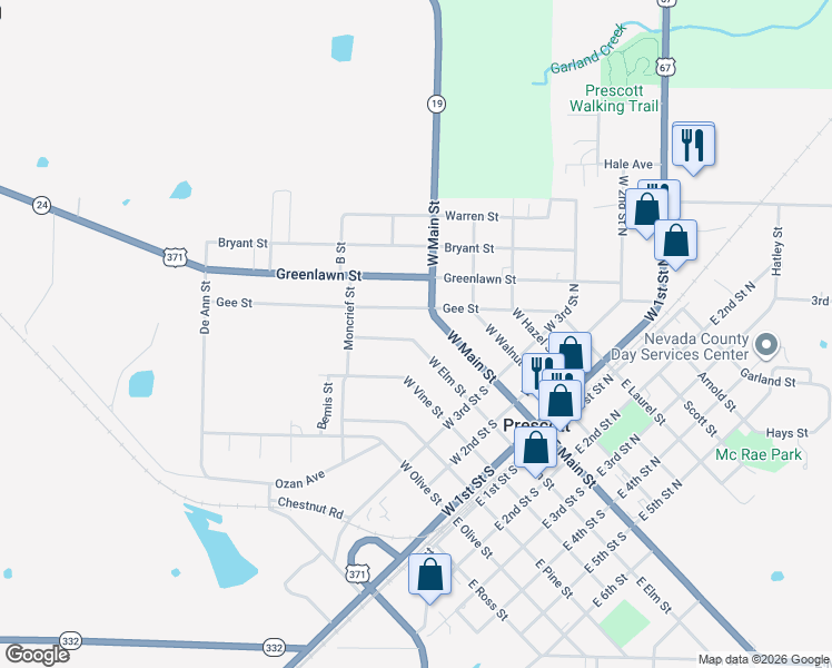map of restaurants, bars, coffee shops, grocery stores, and more near 388 West Elm Street in Prescott