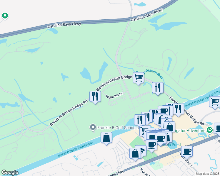map of restaurants, bars, coffee shops, grocery stores, and more near 2350 Tidewatch Way in North Myrtle Beach