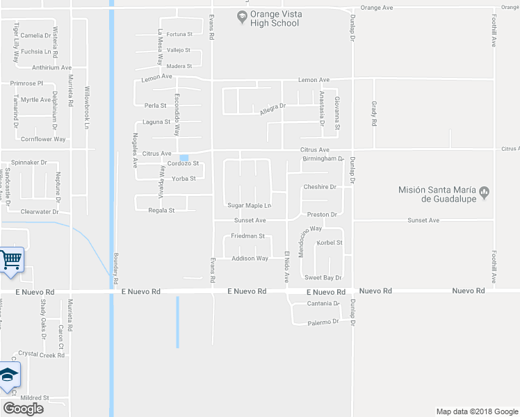 map of restaurants, bars, coffee shops, grocery stores, and more near 1323 Sugar Maple Lane in Perris