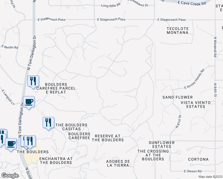 map of restaurants, bars, coffee shops, grocery stores, and more near 3104 Arroyo Hondo in Scottsdale