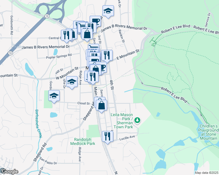 map of restaurants, bars, coffee shops, grocery stores, and more near 944 4th Street in Stone Mountain