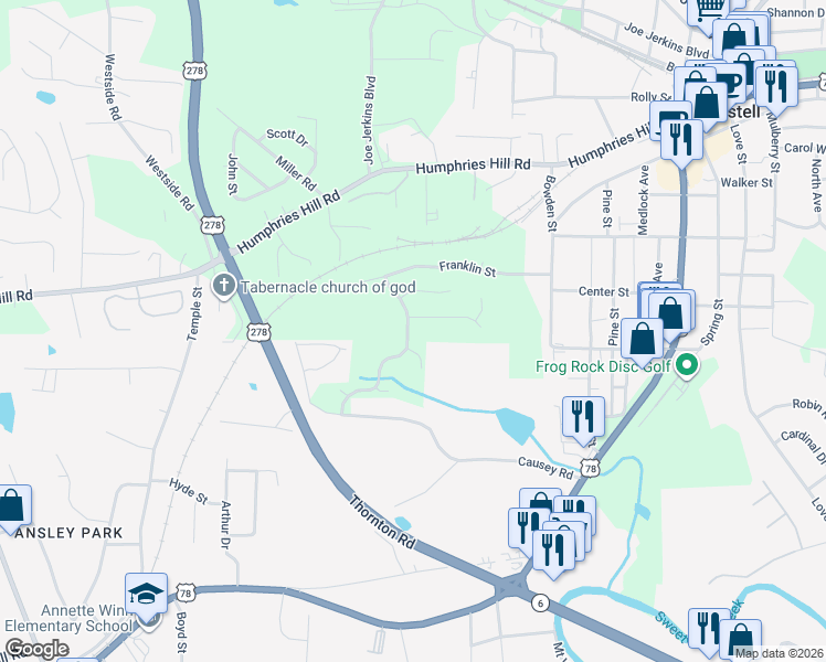 map of restaurants, bars, coffee shops, grocery stores, and more near 2115 Stonebrook Drive in Austell