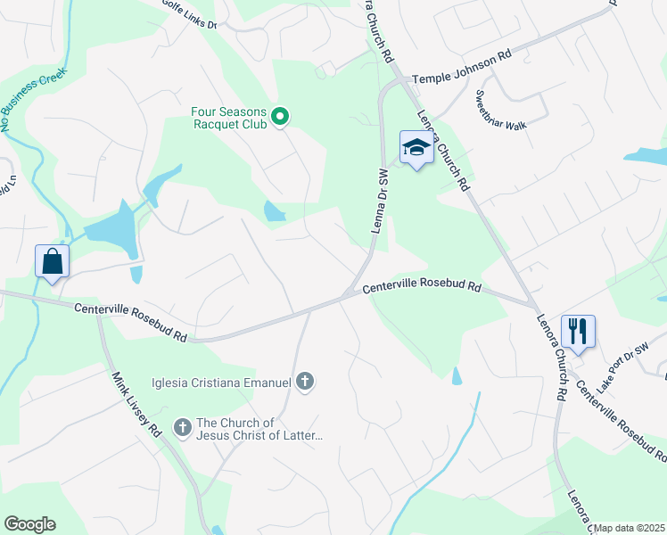map of restaurants, bars, coffee shops, grocery stores, and more near 3865 Cannonwolde Drive in Snellville