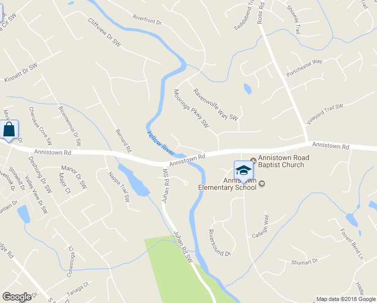 map of restaurants, bars, coffee shops, grocery stores, and more near 4660 Annistown Road in Snellville
