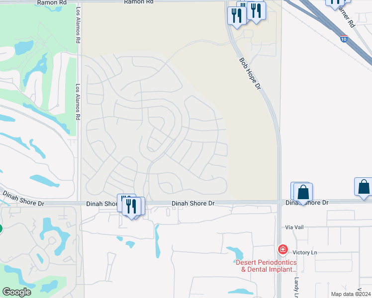 map of restaurants, bars, coffee shops, grocery stores, and more near 26 Carmenere in Rancho Mirage