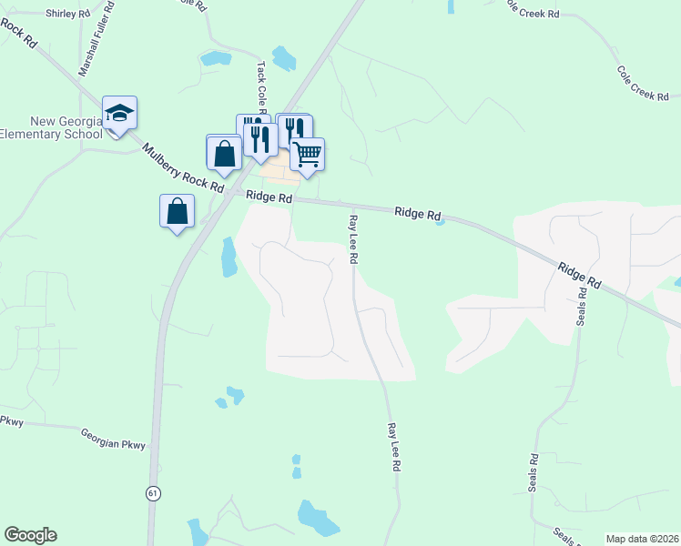 map of restaurants, bars, coffee shops, grocery stores, and more near 410 Summer Ridge Drive in Villa Rica