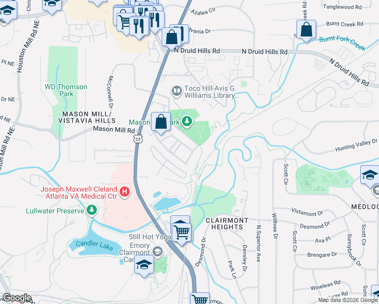 map of restaurants, bars, coffee shops, grocery stores, and more near 967 Manor Parc Drive in Decatur