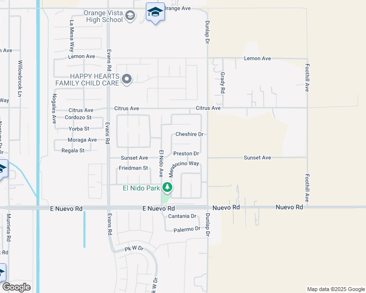 map of restaurants, bars, coffee shops, grocery stores, and more near 1485 Cumberland Court in Perris