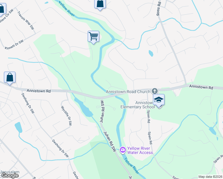 map of restaurants, bars, coffee shops, grocery stores, and more near 4670 Old Annistown Bridge Road in Snellville