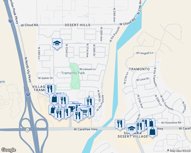 map of restaurants, bars, coffee shops, grocery stores, and more near 3013 West Trapanotto Road in Phoenix