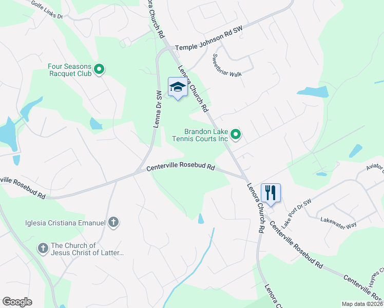 map of restaurants, bars, coffee shops, grocery stores, and more near 3131 Centerville Rosebud Road in Snellville