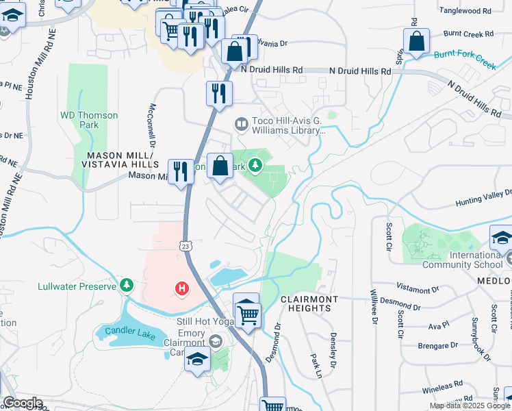 map of restaurants, bars, coffee shops, grocery stores, and more near 963 Manor Parc Drive in Decatur