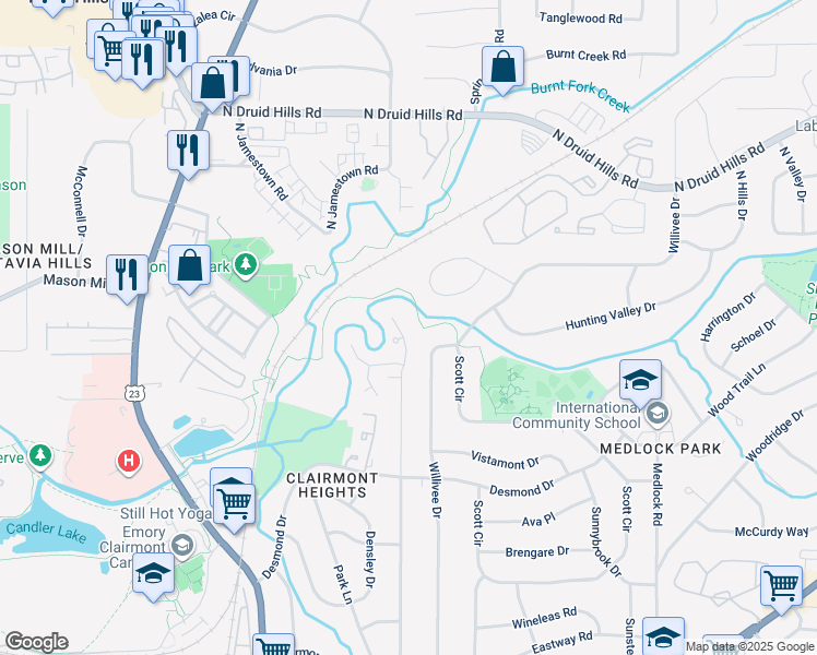 map of restaurants, bars, coffee shops, grocery stores, and more near 941 Heritage Hills in Decatur