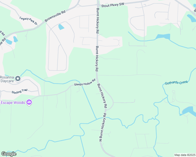map of restaurants, bars, coffee shops, grocery stores, and more near North Burnt Hickory Road in Douglasville
