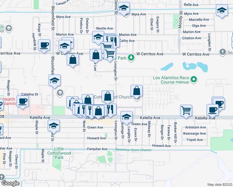 map of restaurants, bars, coffee shops, grocery stores, and more near Lexington Drive in Cypress