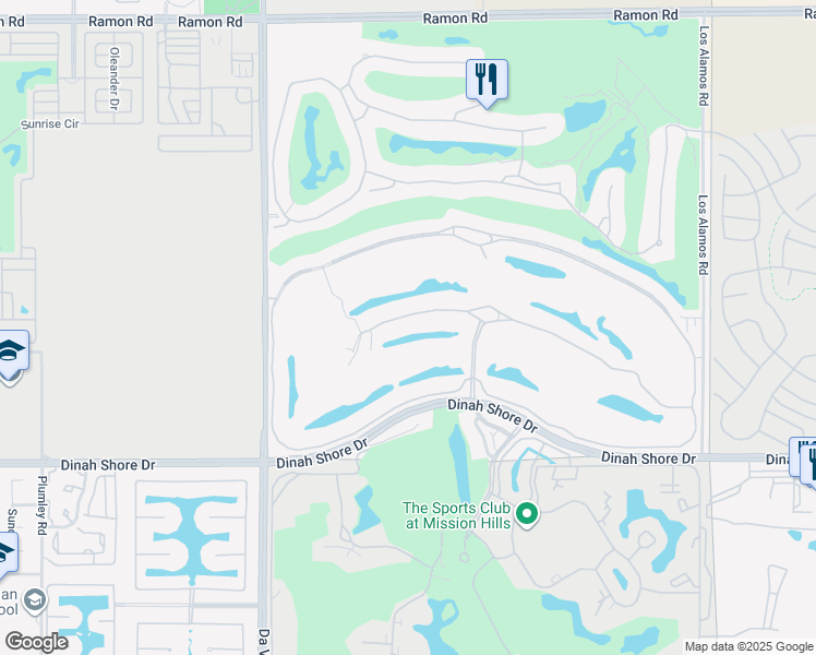 map of restaurants, bars, coffee shops, grocery stores, and more near 81 Royal Saint Georges Way in Rancho Mirage