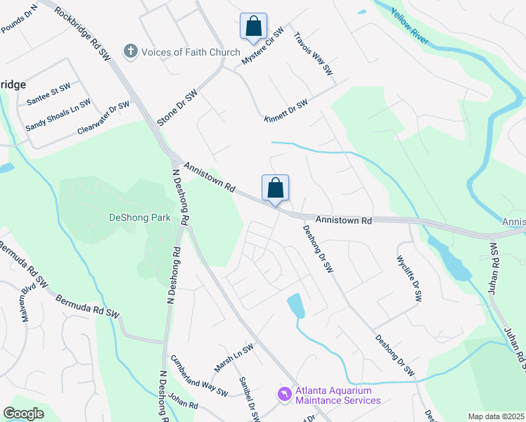 map of restaurants, bars, coffee shops, grocery stores, and more near Annistown Road in Gwinnett County