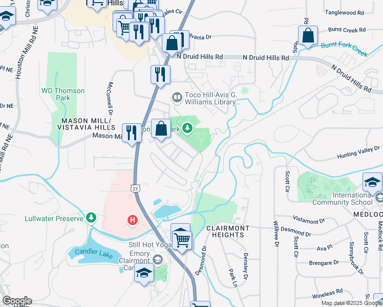 map of restaurants, bars, coffee shops, grocery stores, and more near 962 Manor Parc Drive in Decatur