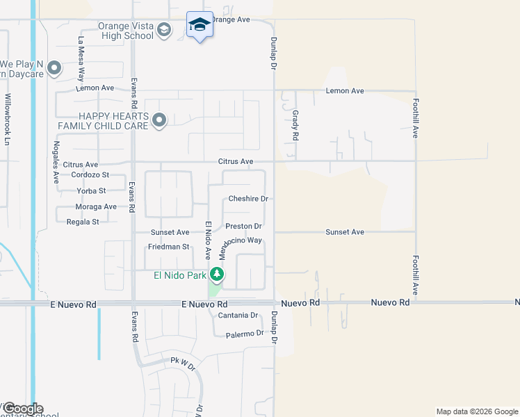map of restaurants, bars, coffee shops, grocery stores, and more near 1818 Bankstown Way in Perris