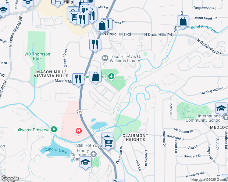 map of restaurants, bars, coffee shops, grocery stores, and more near 962 Manor Parc Drive in Decatur